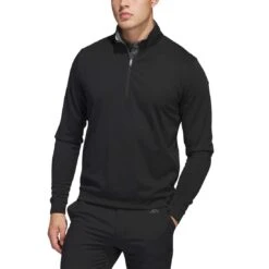 Adidas Elevated Quarter Zip Pullover -Callaway Golf Shop adidas 2023 elevated quarter zip pullover black itempicture