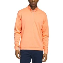 Adidas Elevated Quarter Zip Pullover -Callaway Golf Shop adidas 2023 elevated quarter zip pullover coral fusion front itempicture