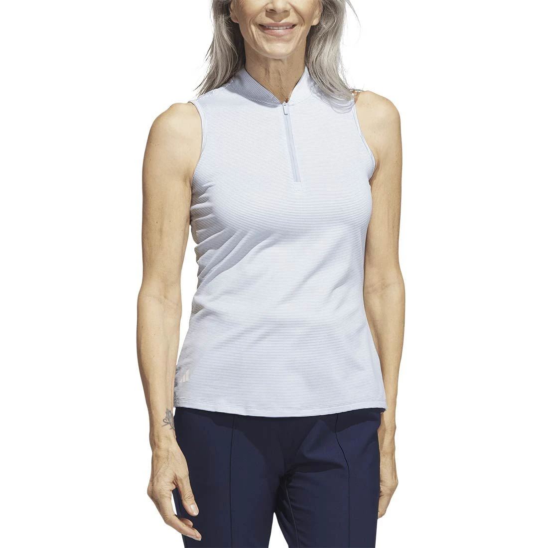 Adidas Women's Two Color Ottoman Sleeveless Polo 9 Adidas Women's Two Color Ottoman Sleeveless Polo - Image 9