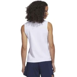 Adidas 2023 Women's Go-To Pique Sleeveless Polo -Callaway Golf Shop adidas 23 womens go to pique sleeveless polo white back itempicture
