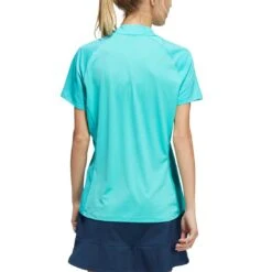 Adidas Women's Short Sleeve Mock Neck Polo -Callaway Golf Shop adidas ss22 womens short sleeve mock neck polo semi mint rush back itempicture