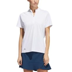 Adidas Women's Short Sleeve Mock Neck Polo -Callaway Golf Shop adidas ss22 womens short sleeve mock neck polo white itempicture