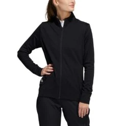 Adidas Women's Textured Full Zip Jacket -Callaway Golf Shop adidas ss22 womens textured full zip jacket black itempicture