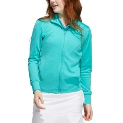 Adidas Women's Textured Full Zip Jacket -Callaway Golf Shop adidas ss22 womens textured full zip jacket semi mint rush model itempicture