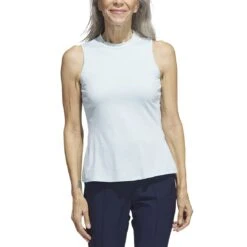 Adidas Women's Heathered Essentials Mock Sleeveless -Callaway Golf Shop adidas ss23 womens heathered essentials mock semi flash green front itempicture