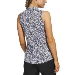 Adidas Women's Ultimate365 Printed Sleeveless Polo -Callaway Golf Shop adidas ss23 womens ultimate365 printed sleeveless polo black back itempicture