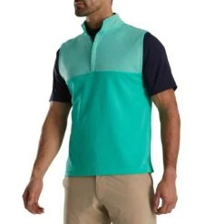 FootJoy Heather Yoke Half Zip Vest -Callaway Golf Shop footjoy heather yoke half zip vest sea green front itempicture