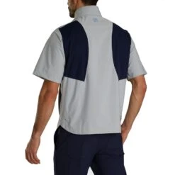 FootJoy HydroLite X Short Sleeve Rain Pullover -Callaway Golf Shop footjoy hydrolite x short sleeve rain pullover grey navy back itempicture