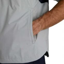 FootJoy HydroLite X Short Sleeve Rain Pullover -Callaway Golf Shop footjoy hydrolite x short sleeve rain pullover grey navy detail itempicture