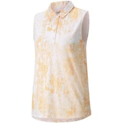 Puma Women's Cloudspun Concrete Sleeveless Polo -Callaway Golf Shop puma 2021 womens cloudspun concrete sleeveless polo caramel cream itempicture
