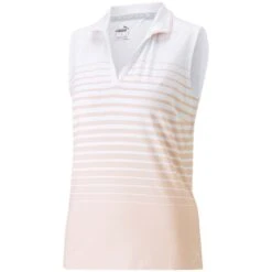 Puma Women's MATTR Stripe Sleeveless Polo -Callaway Golf Shop puma 2023 womens mattr stripe sleeveless polo rose dust itempicture