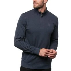TravisMathew Cloud Quarter Zip 2.0 -Callaway Golf Shop travismathew cloud quarter zip 2 0 heather blue front itempicture