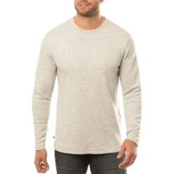 TravisMathew Cloud Waffle Crew -Callaway Golf Shop travismathew waffle cloud crew heather light grey front itempicture